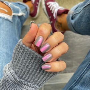 Red Aspen Acrylic Cat Eye Press-On Nails - Pink